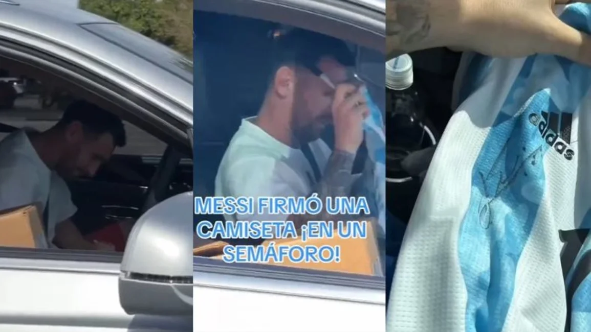 VIDEO. Messi le firmó una camiseta a unos hinchas en un insólito lugar