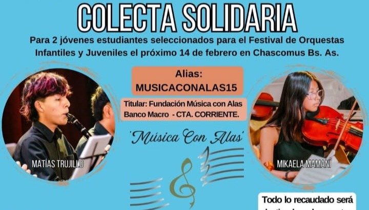 Dos jóvenes jujeños representarán a la provincia en el festival de orquestas en Buenos Aires