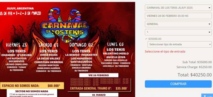 Feriados de carnaval 2025: cuánto cuesta ir al festival de Los Tekis en Jujuy 