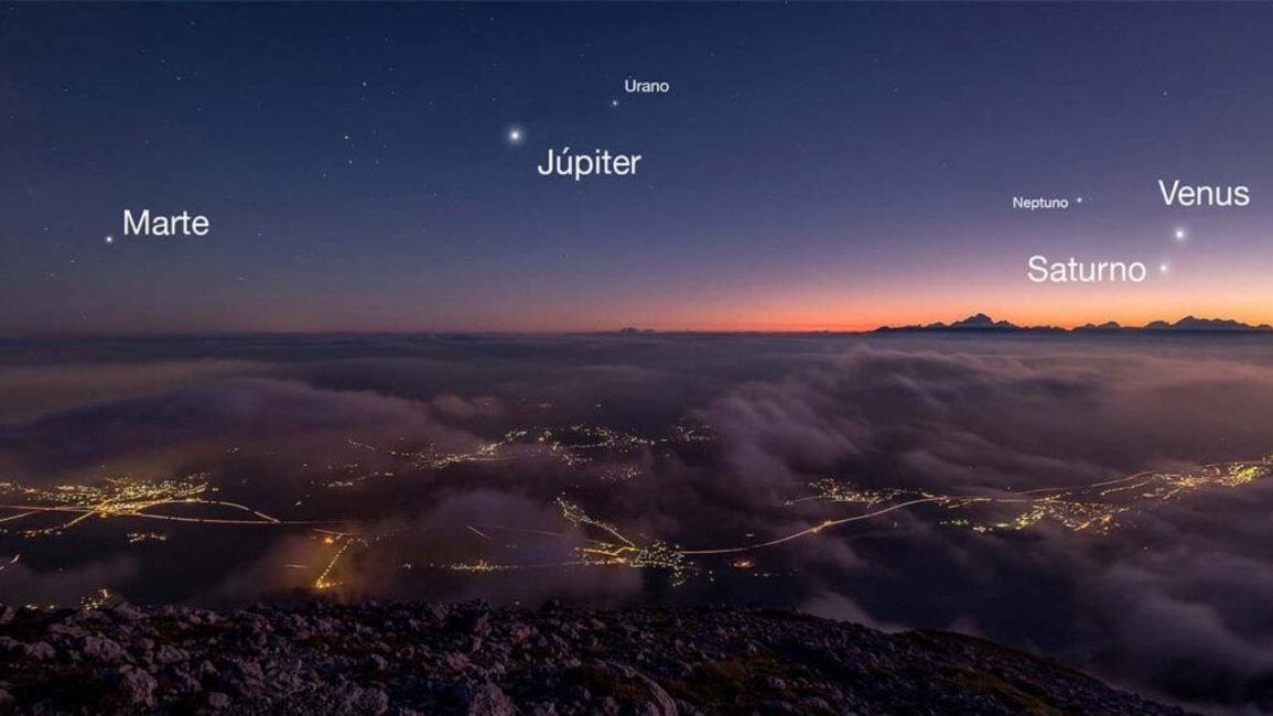 La alineación de siete planetas se concreta esta noche, una experiencia única