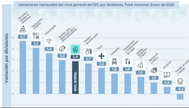 La inflación de enero fue del 2,9% y acumuló 32,4% en los últimos doce meses