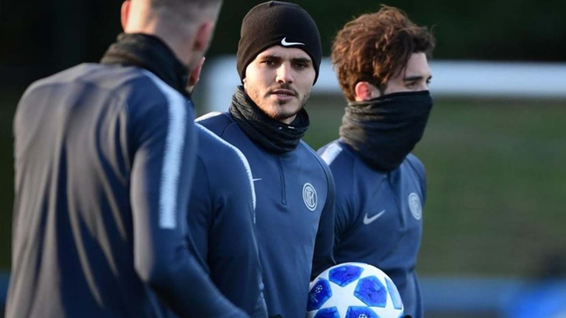 Icardi trabaja con el plantel del Inter