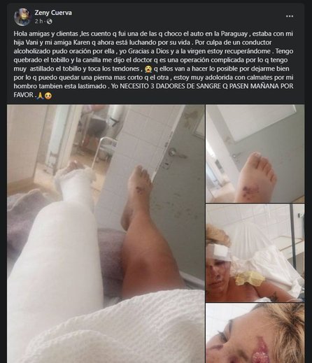 Tragedia en la avda. Paraguay: una de las víctimas mostró cómo quedó después de ser atropellada y pide ayuda
