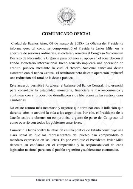 Javier Milei firmará el acuerdo con el FMI por DNU
