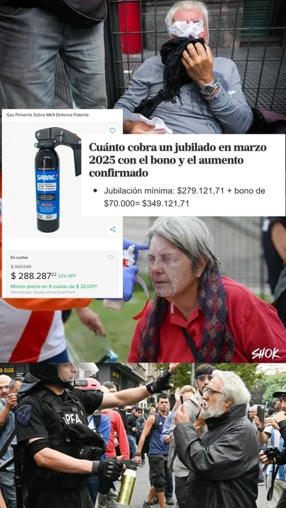 Un gas pimienta profesional como el que usó la policía cuesta casi lo mismo que una jubilación mínima