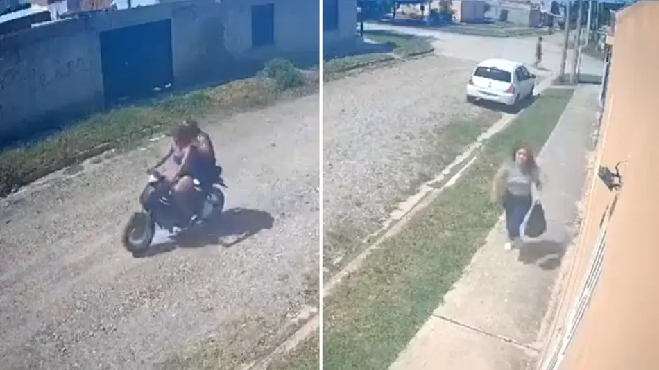 VIDEO. Una joven fue asaltada por una pareja de motochorros en El Huaico