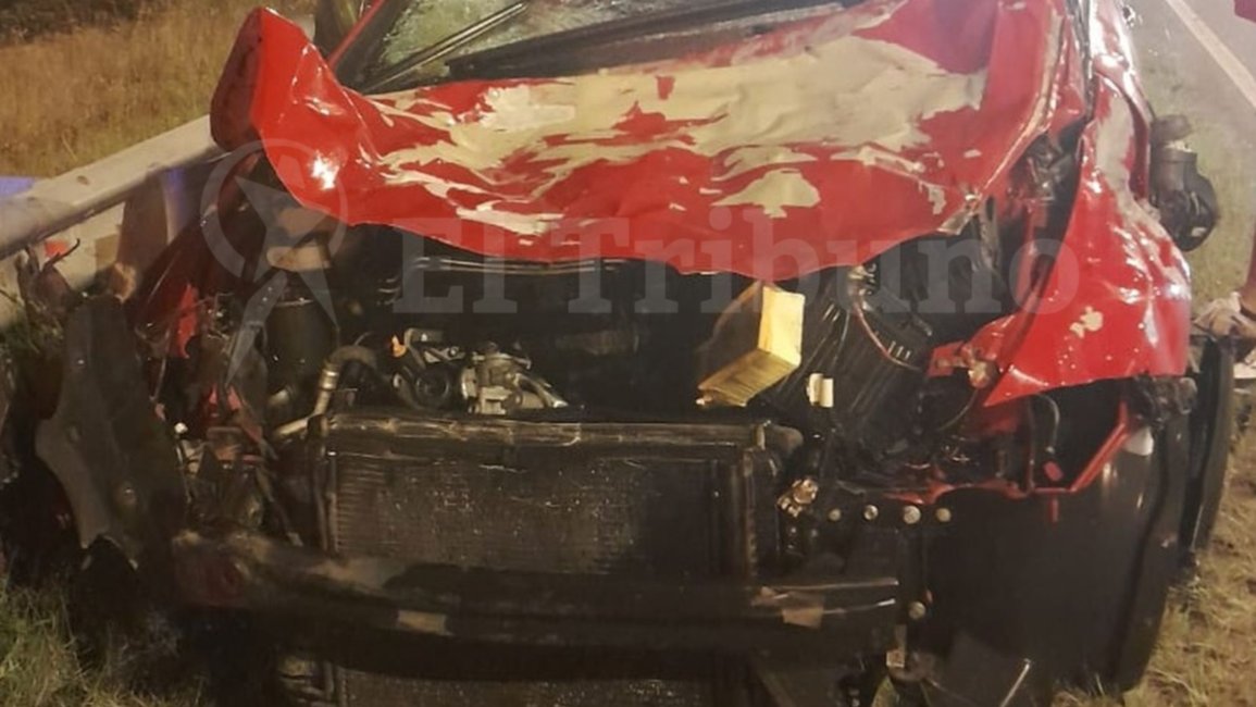 Impactante choque con animales sueltos en circunvalación oeste: un auto embistió a dos vacas