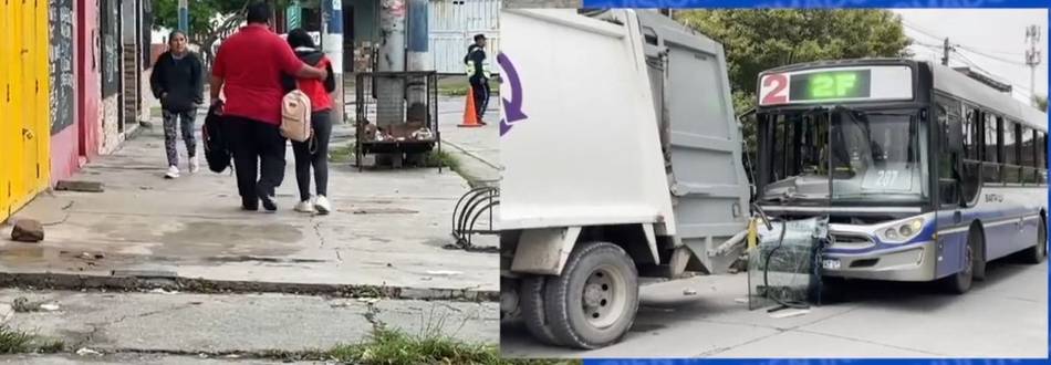 Colectivo de Saeta chocó contra un camión recolector en barrio San Ceferino: hay estudiantes heridos
