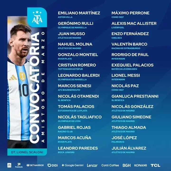 Lionel Scaloni confirmó la lista de convocados de la Selección argentina