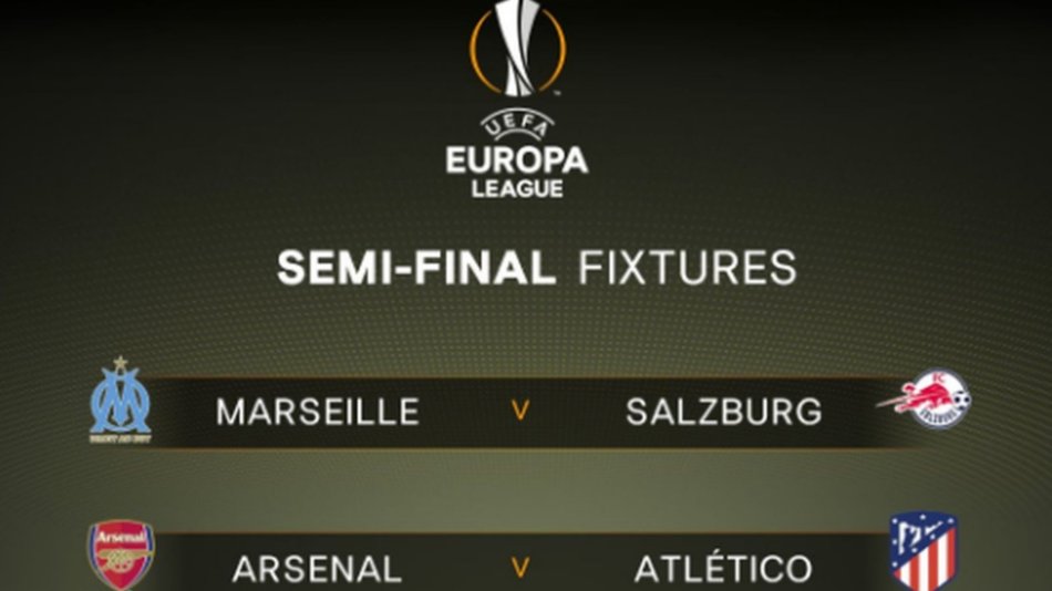 Semifinales de Liga de Europa: Arsenal-Atlético y Marsella-Salzburgo