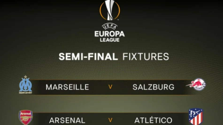 Semifinales de Liga de Europa: Arsenal-Atlético y Marsella-Salzburgo