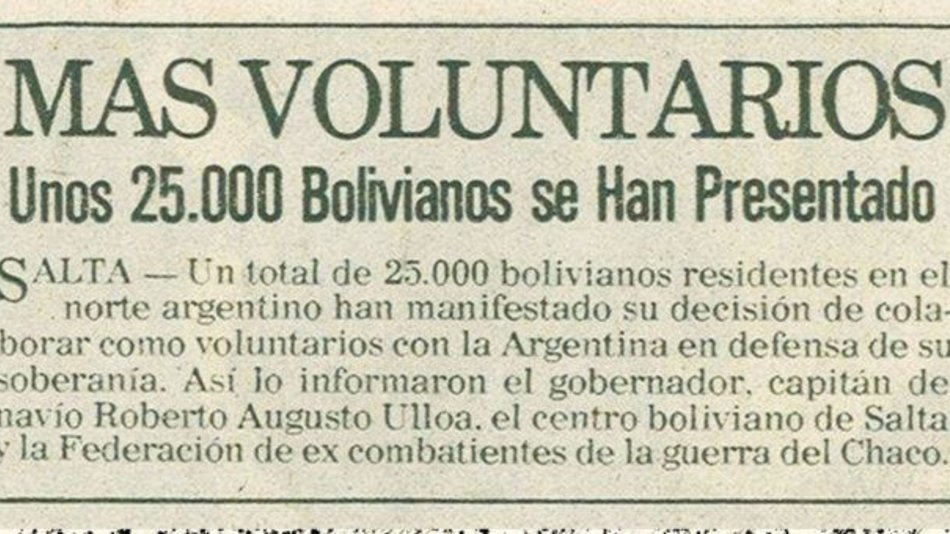 Malvinas: 25.000 bolivianos se ofrecieron como voluntarios para luchar por Argentina 
