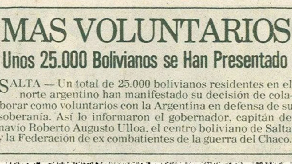Malvinas: 25.000 bolivianos se ofrecieron como voluntarios para luchar por Argentina 