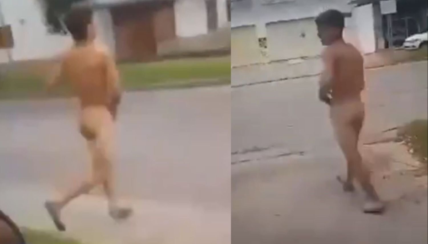 VIDEO. Lo atraparon robando y lo hicieron correr desnudo por la calle