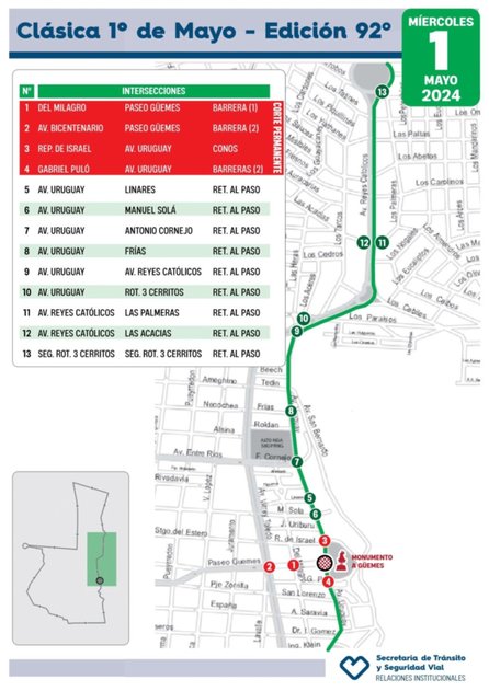 Todo listo para la Clásica 1 de Mayo: estas son las calles afectadas por la carrera y los cortes que habrá en la ciudad 