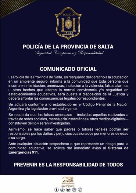 Apareció otro mensaje intimidatorio, esta vez en el Colegio Calcuta y crece la preocupación en las escuelas