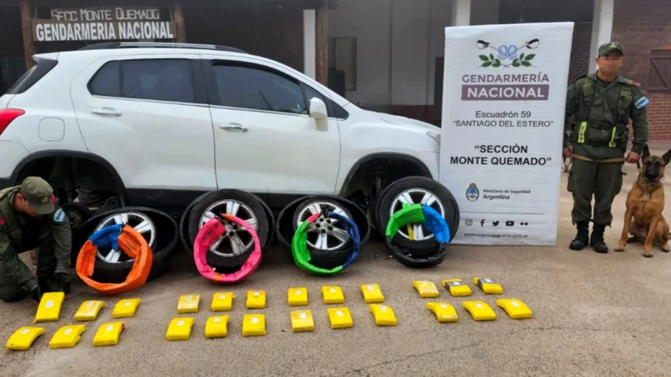 VIDEO. Viajaba con las ruedas desinfladas, se puso nervioso y le descubrieron que transportaba cocaína