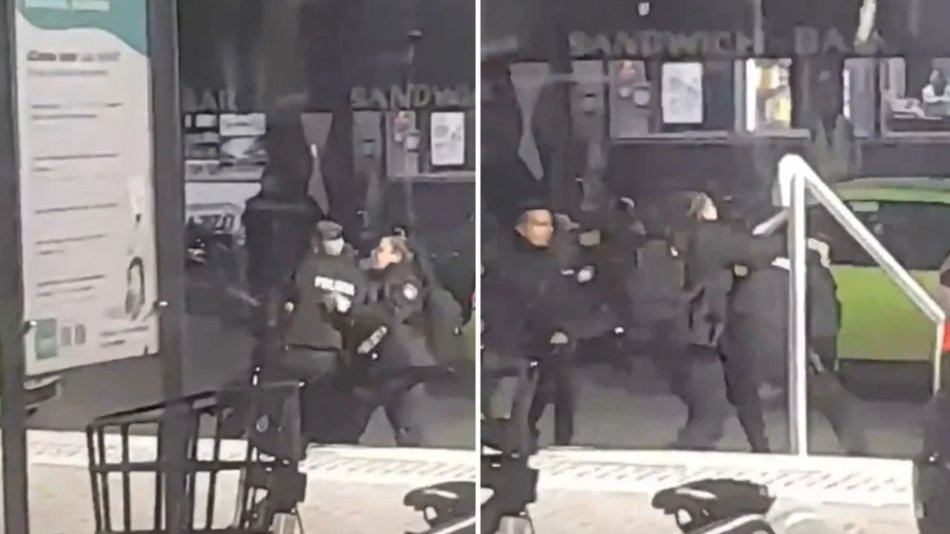 VIDEO Dos policías terminaron a las piñas por el amor de una uniformada