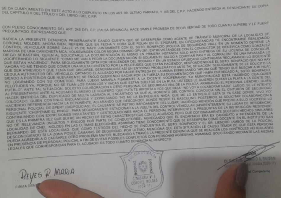Coronel Moldes: rechazó la multa y agredió a los agentes de Tránsito- Coronel Moldes: rechazó la multa y agredió a los agentes de Tránsito