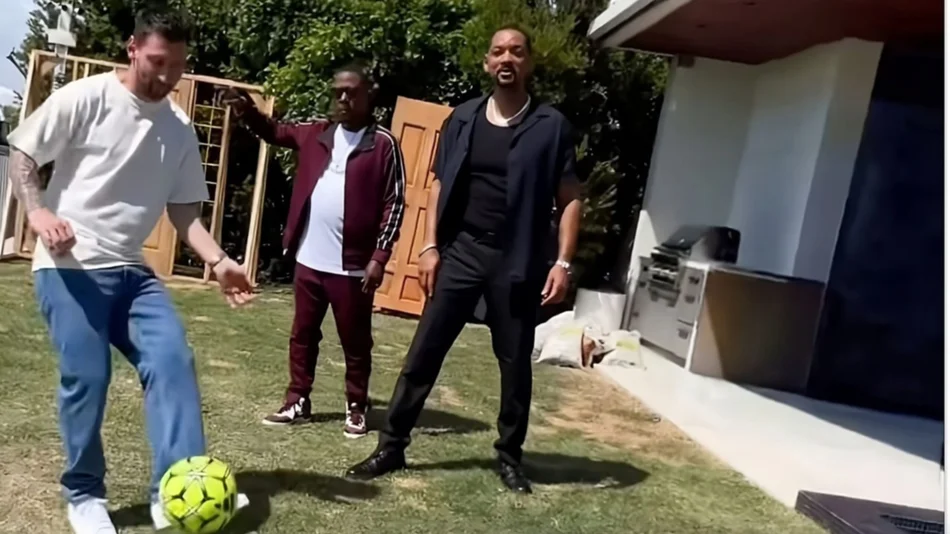 ¡Pelotazo brutal! El desopilante video de Messi con Will Smith y Martin Lawrence