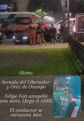 Felipe, el hijo de Ricardo Fort, protagonizó un accidente automovilístico: chocó a un motociclista con su BMW- Felipe, el hijo de Ricardo Fort, protagonizó un accidente automovilístico: chocó a un motociclista con su BMW