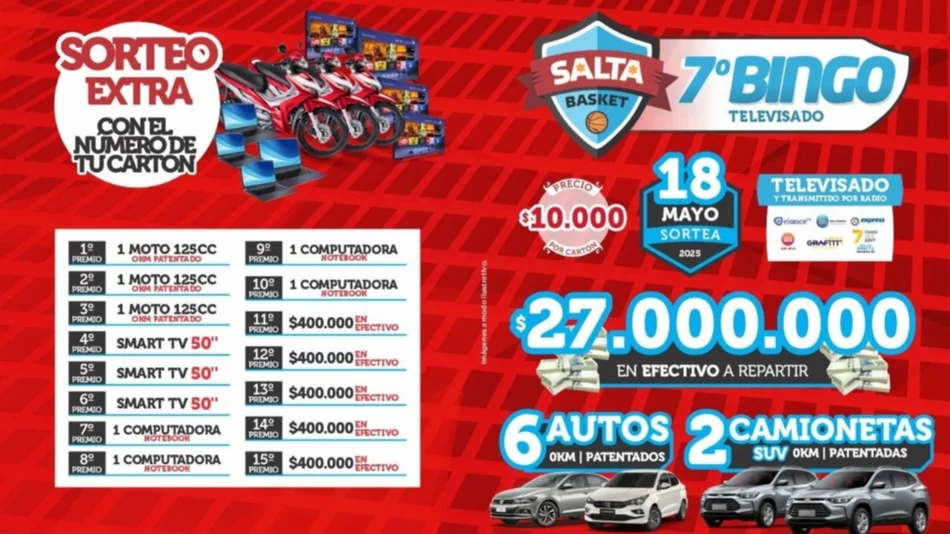 El 7º bingo de Salta Basket está "infernal" y juega mañana