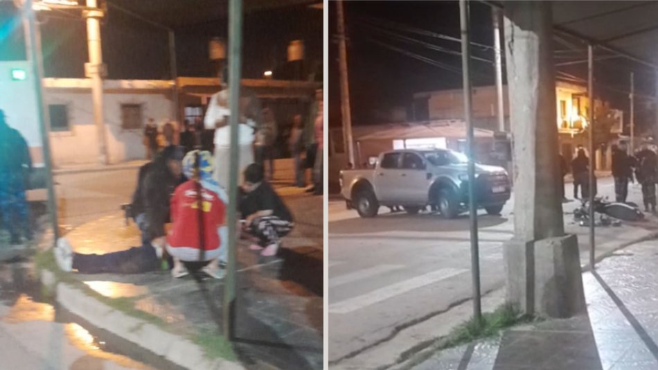 Tres jóvenes heridos tras un impactante choque entre una camioneta y una moto