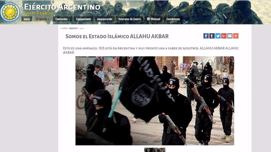 El Gobierno cree que el ataque a la web del Ejército no fue obra de ISIS, sino de un "hacker criollo"