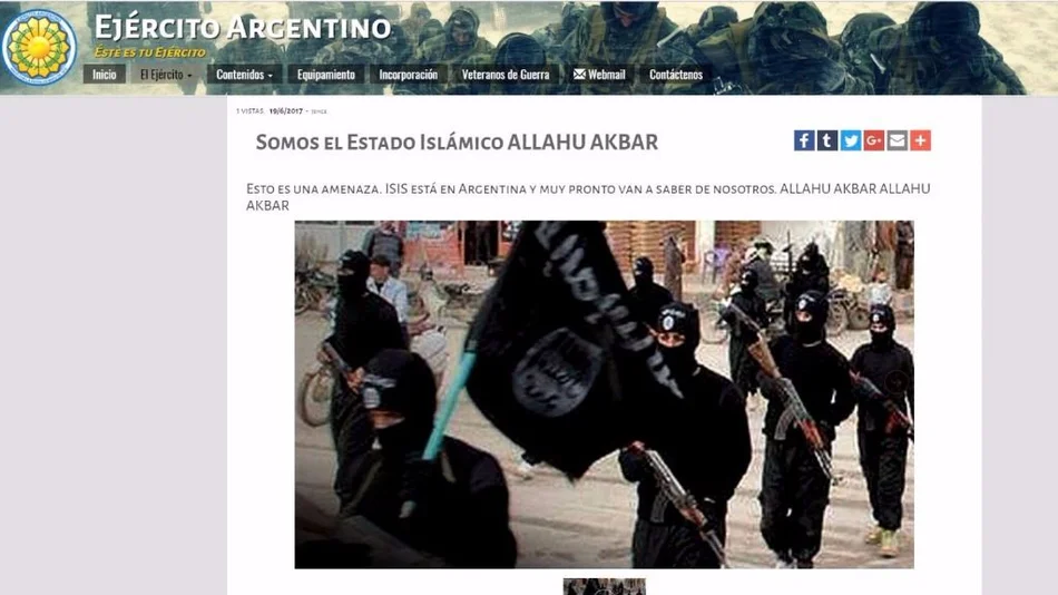 El Gobierno cree que el ataque a la web del Ejército no fue obra de ISIS, sino de un "hacker criollo"