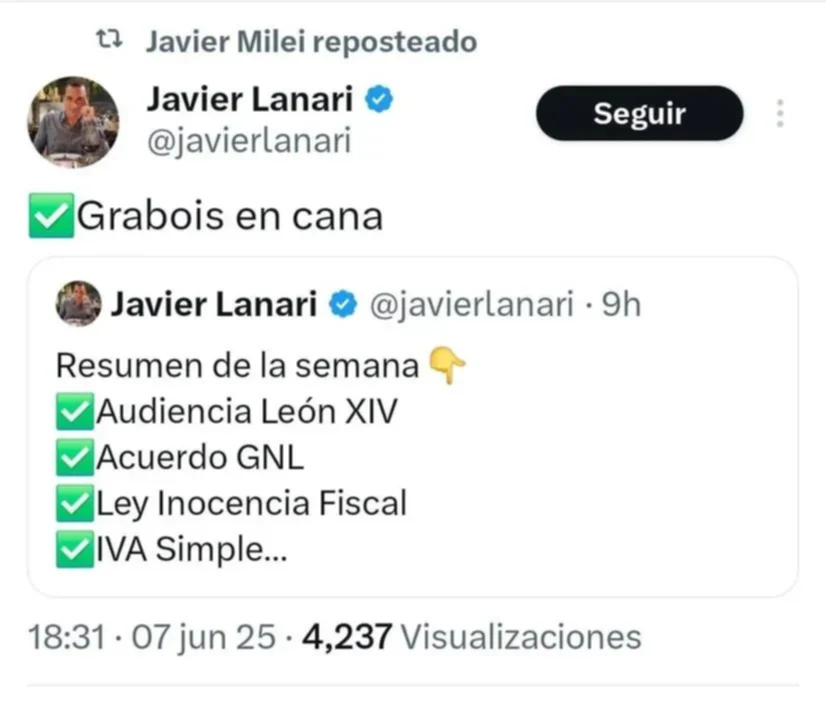 El presidente Milei celebró la detención de Juan Grabois- El presidente Milei celebró la detención de Juan Grabois
