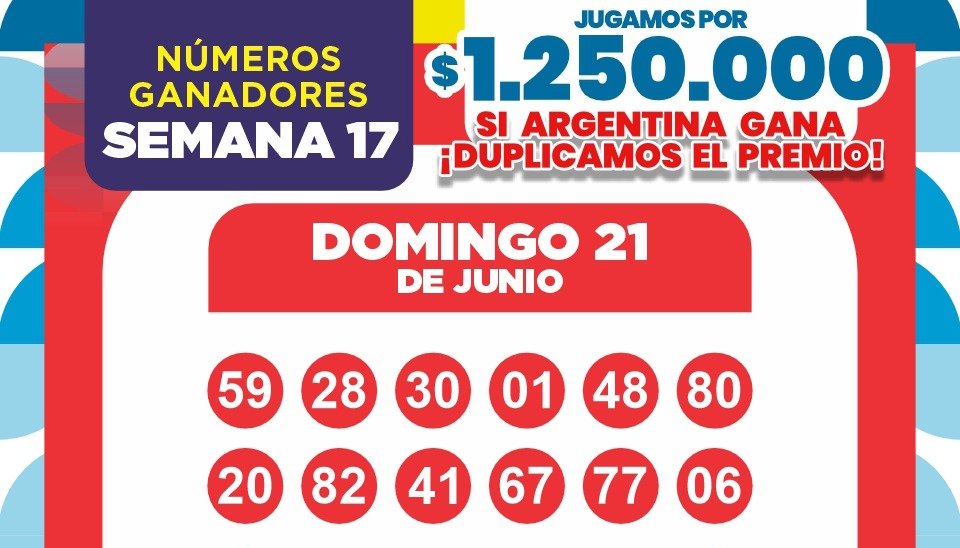 NÚMEROS DE LA SEMANA N°17 - Si ARGENTINA gana DUPLICAMOS premio de CARTÓN LLENO