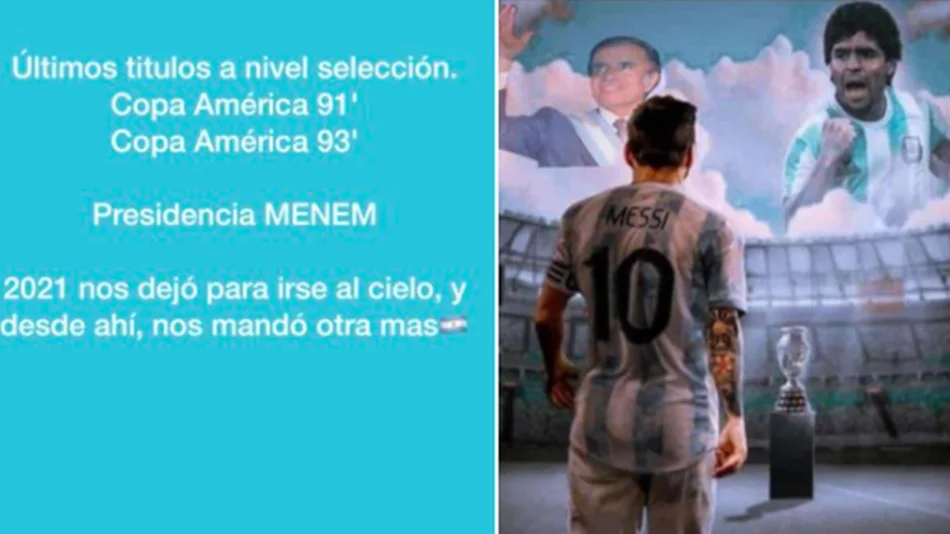 Insólito: Zulemita Menem intervino una imágen de Messi y Diego con una de su padre