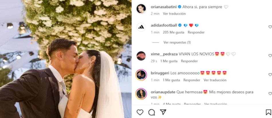 Oriana Sabatini y Paulo Dybala se casaron: "Ahora sí, para siempre"