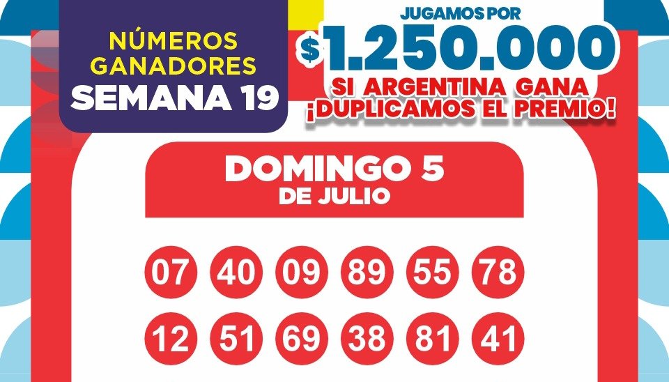 NÚMEROS DE LA SEMANA N°19 - Si ARGENTINA gana DUPLICAMOS premio de CARTÓN LLENO
