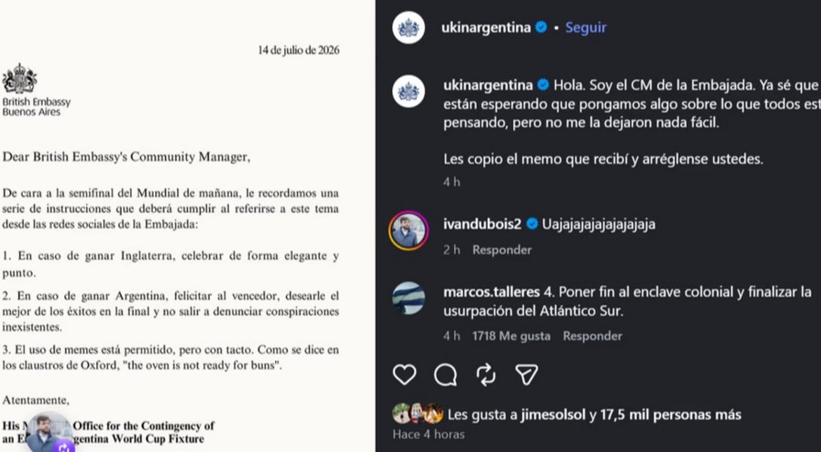 La embajada británica publicó un sugestivo mensaje antes del Argentina-Inglaterra
