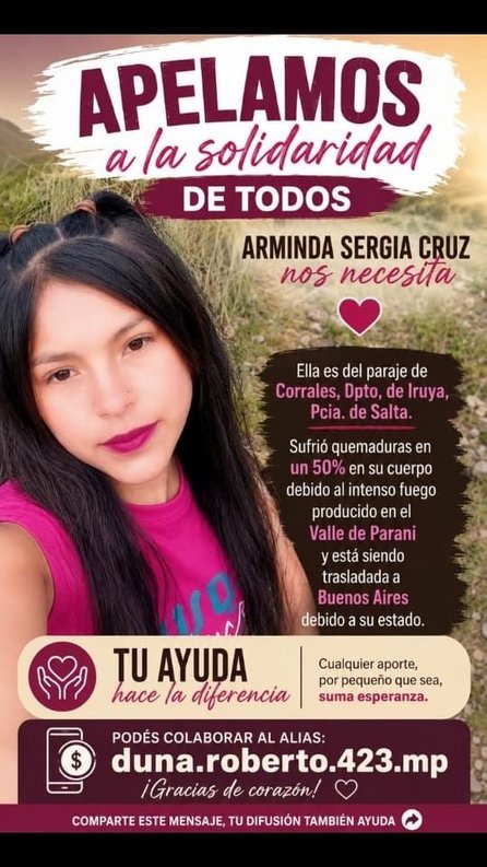 Una niña de 12 años sufrió quemaduras en el 70% del cuerpo por los incendios en Iruya