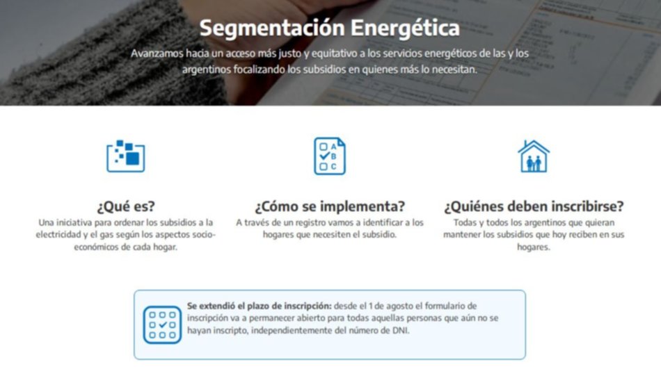Subsidios luz y gas: extendieron el plazo de inscripción en la página web