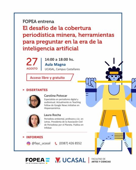 FOPEA y UCASAL brindarán una capacitación para periodistas sobre la Cobertura Minera en la era de la Inteligencia Artificial