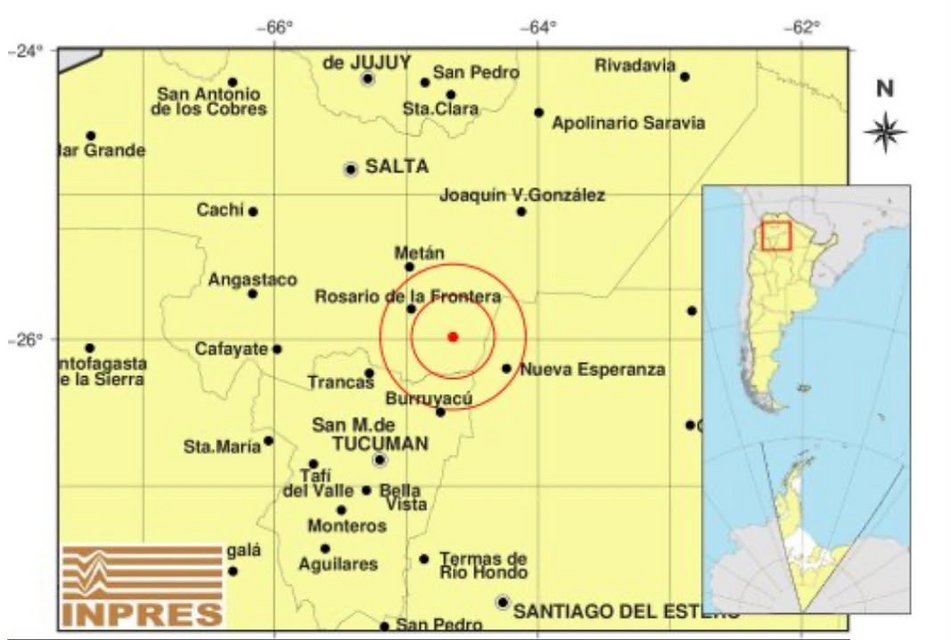 Un sismo de magnitud 3,8 fue registrado este domingo en el sur de Salta- Un sismo de magnitud 3,8 fue registrado este domingo en el sur de Salta