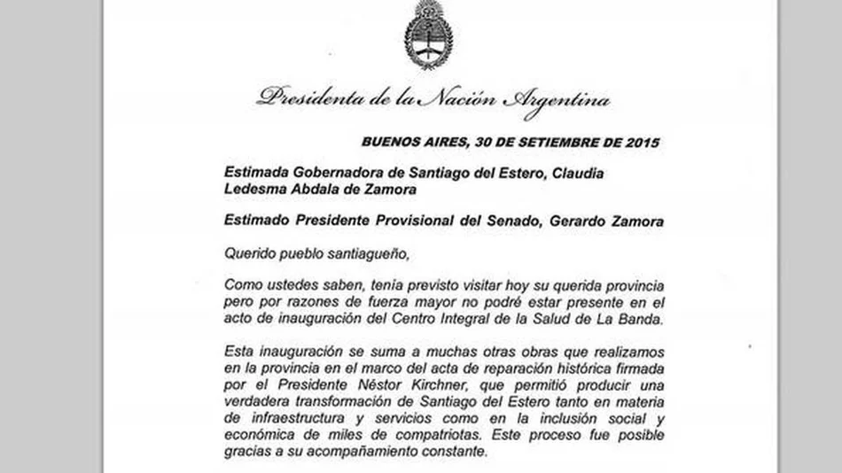 Cristina suspendió su viaje a Santiago del Estero por un malestar y hará reposo 24 horas