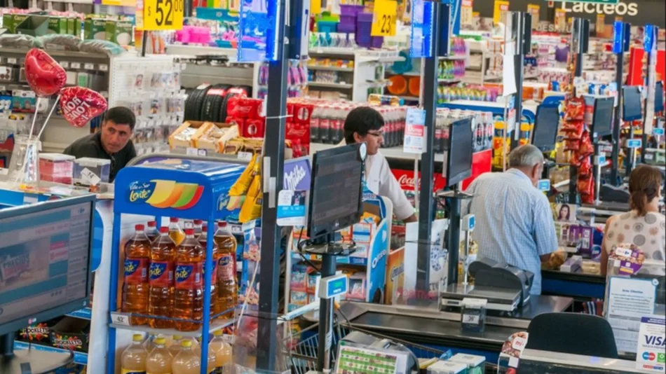 Largas colas en las cajas de los  supermercados de la ciudad