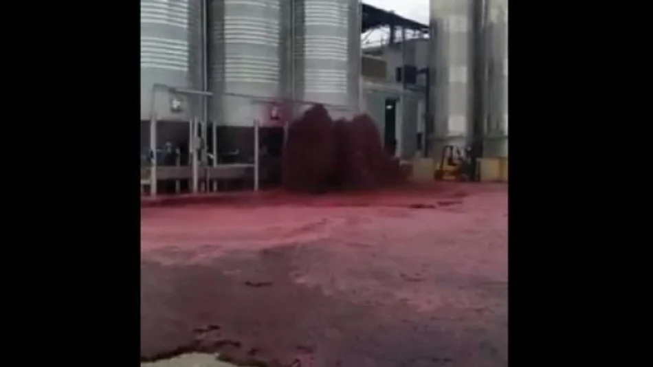 Video: reventó un tanque en una bodega y se perdieron 50 mil litros de vino