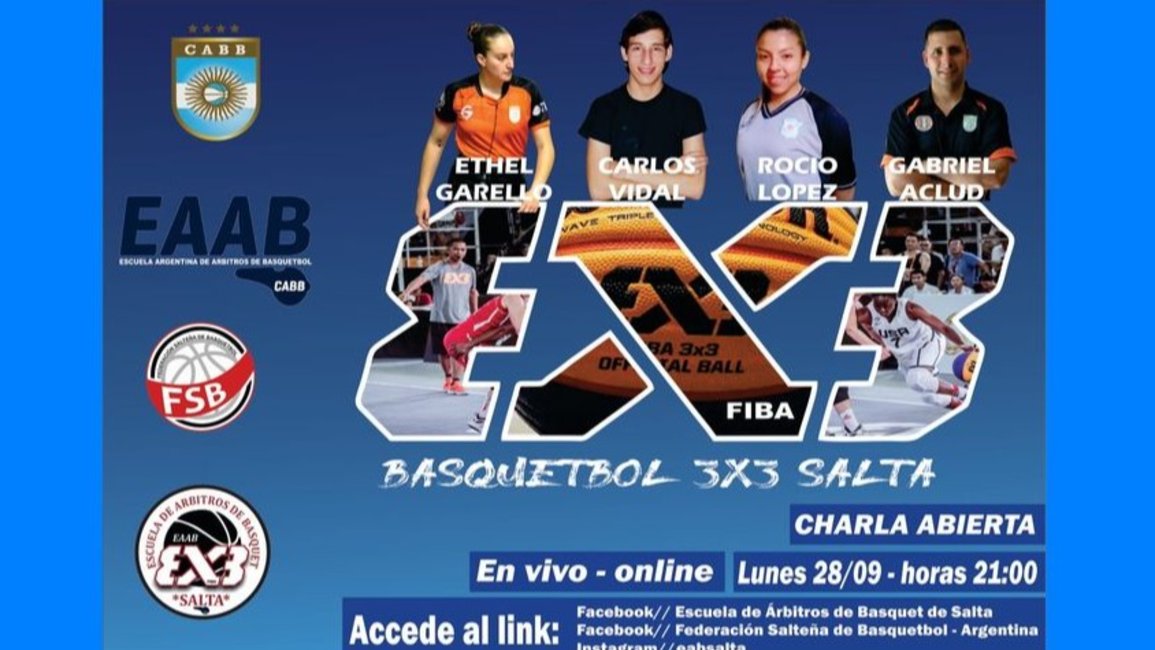 Charla virtual de árbitros de básquet en la modalidad 3x3