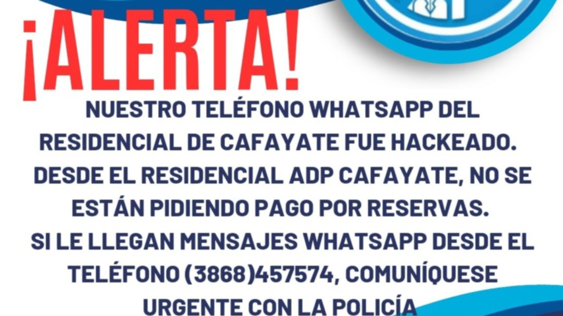 Advierten sobre hackeo del residencial ADP Cafayate 