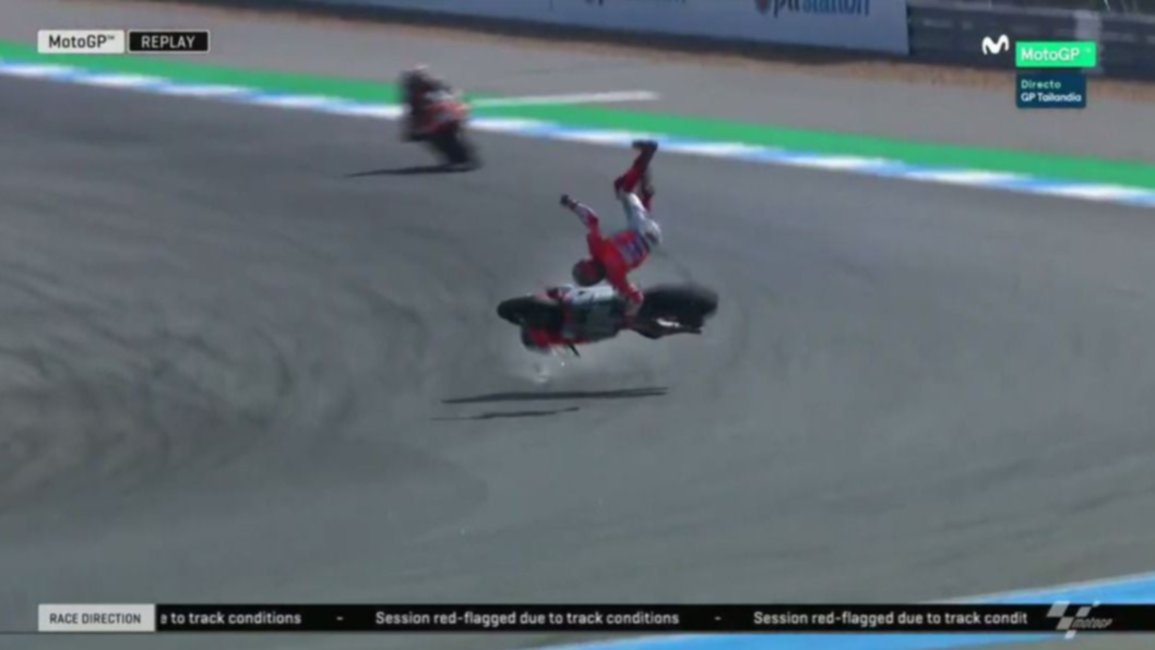 Lorenzo tuvo un duro golpe en el MotoGP