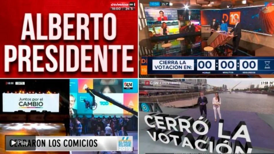 Así anunciaron el cierre de los comicios los canales de televisión