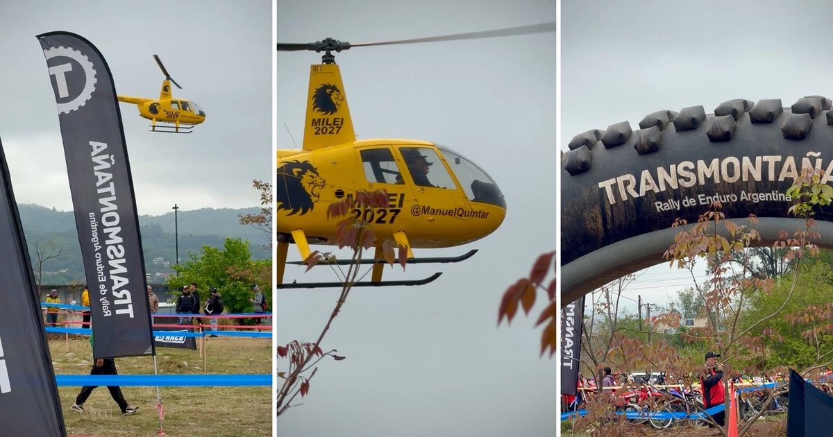 Jujuy: el diputado conocido por su Tesla llegó en un helicóptero ploteado con "Milei 2027"