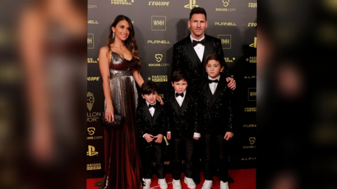 Furor en las redes por el look de Messi y sus hijos en la entrega del Balón de Oro