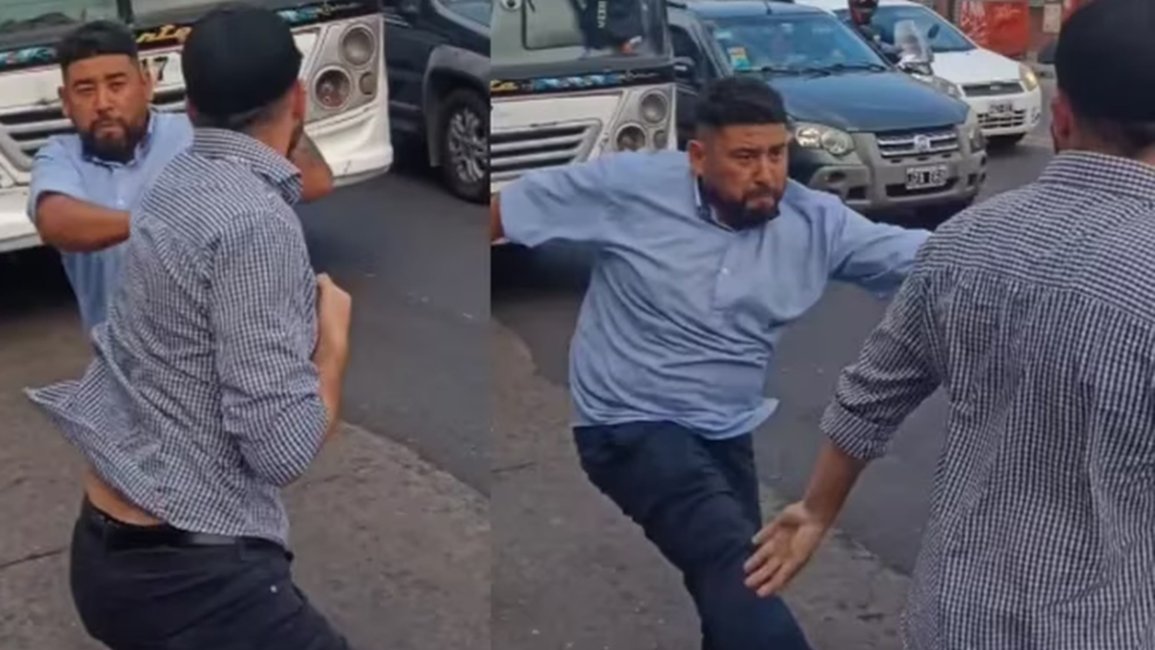 VIDEO Dos minutos de una feroz pelea entre un colectivero y un automovilista