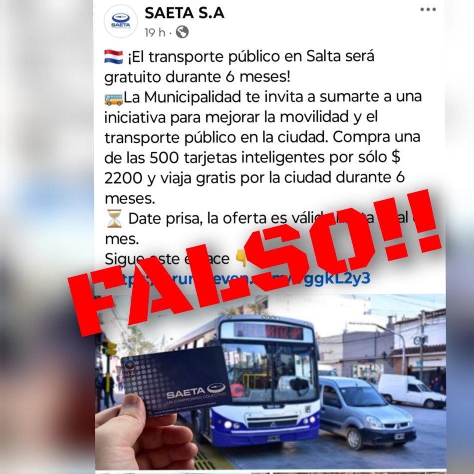 SAETA desmiente información sobre la supuesta gratuidad de los colectivos